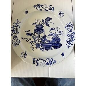 COPELAND SPODE ENGLAND NEW STONE BLUE BOWPOT PLATE 12" (4)